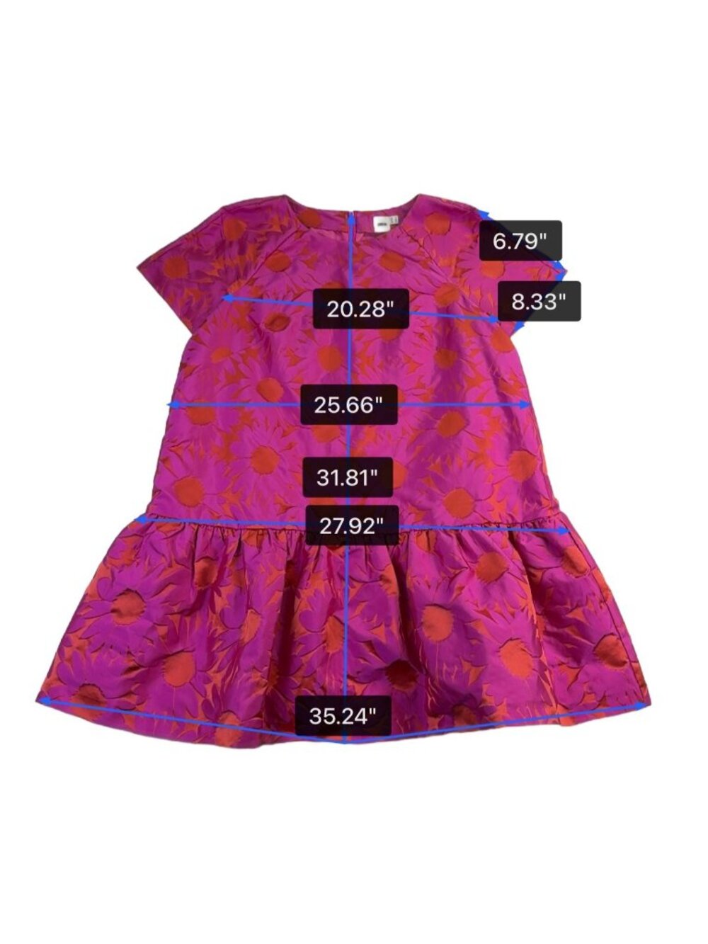 ASOS Womens Pink & Orange Floral Print Drop Hem Dress Size 14 - Picture 9 of 9